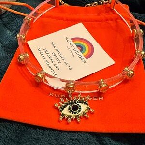 NWT Kurt Geiger London Jelly Eye Choker Necklace in Crystal in pouch